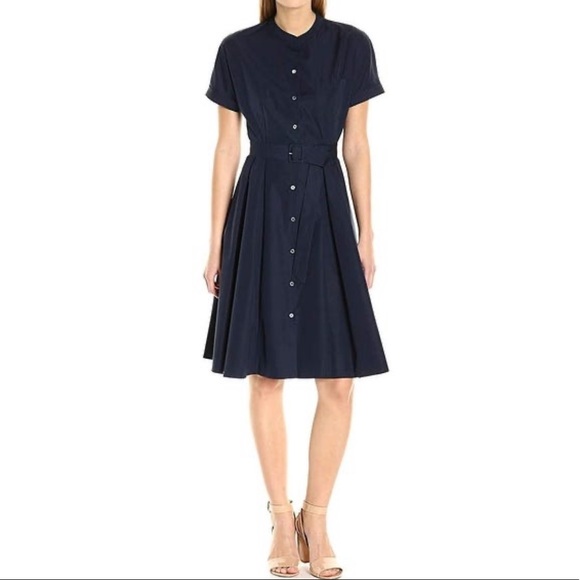 navy blue button down dress
